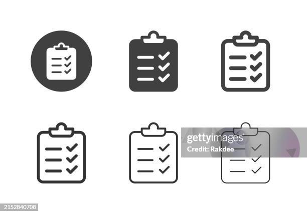 checkliste zwischenablage-icons - multi-serie - aufgabenliste stock-grafiken, -clipart, -cartoons und -symbole