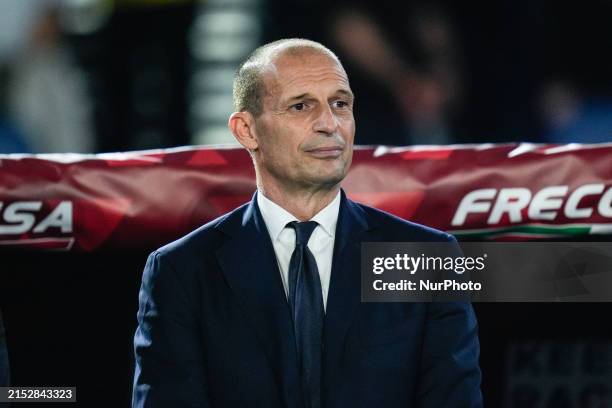 Massimiliano Allegri head coach fo Juventus FC looks on during the Coppa Italia 2023/2024 Frecciarossa final match between Atalanta BC and Juventus...