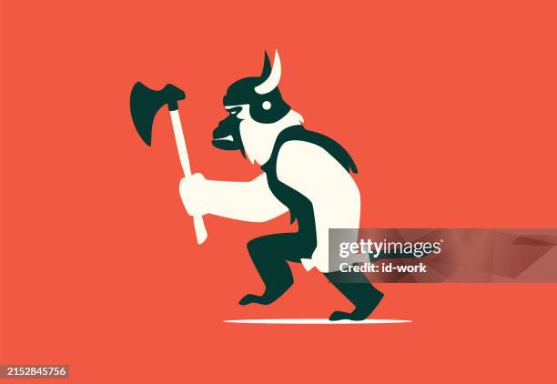 illustrations, cliparts, dessins animés et icônes de guerrier chimpanzé en colère tenant une hache et une épée - chimpanzee aggression