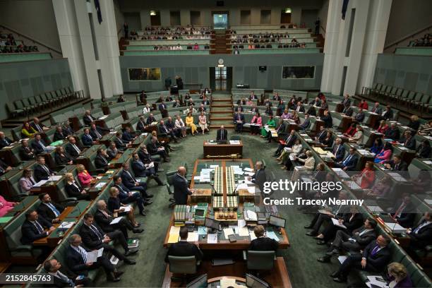Australia's House of Representatives chamber during Question Time at Parliament House on May 14, 2024 in Canberra, Australia. Australia's Labor...