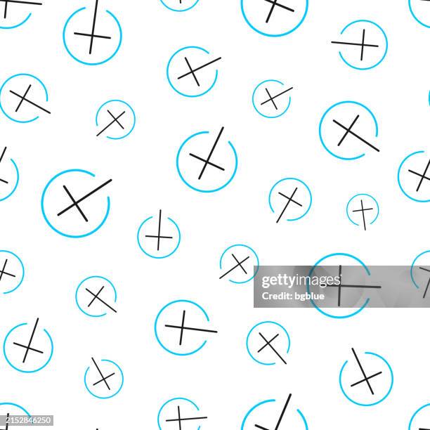 cross mark. seamless pattern. line icons on white background - tick cross vector stock illustrations