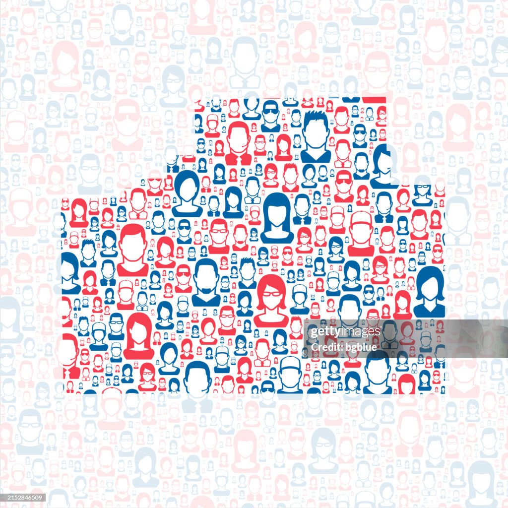 McLean County, Illinois. Map with blue and red People