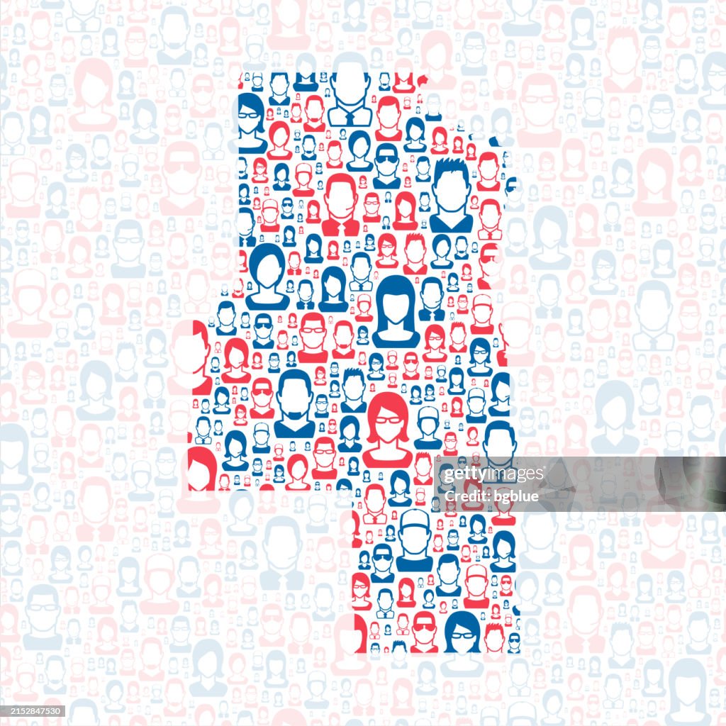 Routt County, Colorado. Map with blue and red People