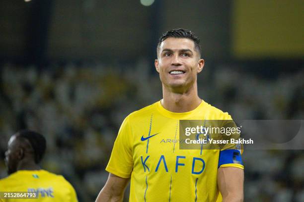 Cristiano Ronaldo of Al Nassr looks on during the Saudi Pro League match between Al-Nassr and Al-Hilal at Al Awwal Park on May 17, 2024 in Riyadh,...