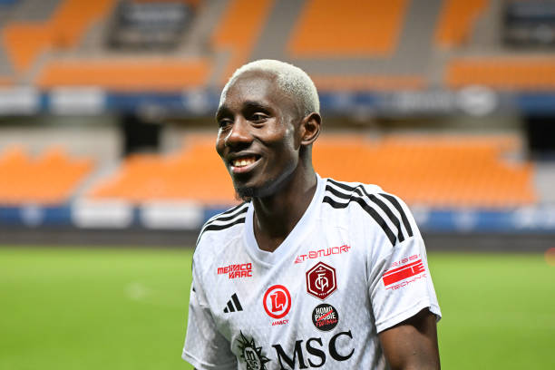 Joie Ousmane CAMARA of FC Annecy during the Ligue 2 BKT match between Troyes and Annecy at Stade de l'Aube on May 17, 2024 in Troyes, France.