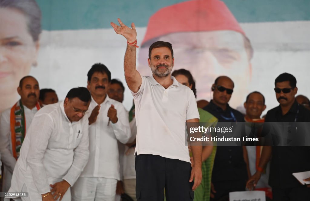 Congress Rally Rai Bareilly Congress leader and Candidate from Raebareli Lok Sabha seat Rahul ...
