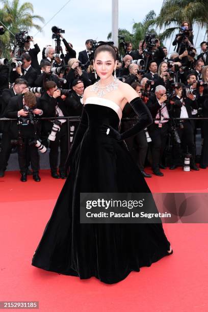 Araya Hargate attends "Le Deuxième Acte" Screening & opening ceremony red carpet at the 77th annual Cannes Film Festival at Palais des Festivals on...