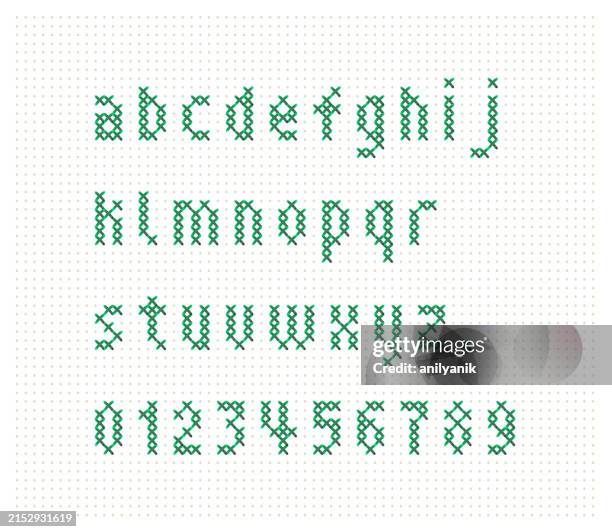 bildbanksillustrationer, clip art samt tecknat material och ikoner med cross-stitch minuscule letters - broderi