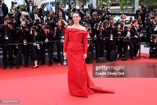 Juliette Binoche attends "Le Deuxième Acte" Screening & opening ceremony red carpet at the 77th annual Cannes Film Festival at Palais des Festivals...
