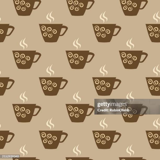 cute coffee cups seamless pattern - sample cup stock illustrations