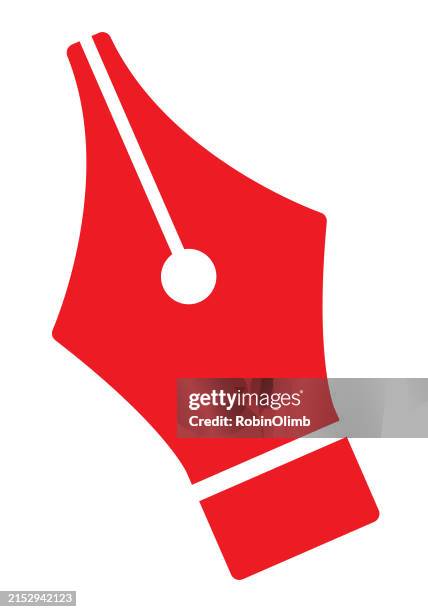 stockillustraties, clipart, cartoons en iconen met red pen nib icon - vulpen