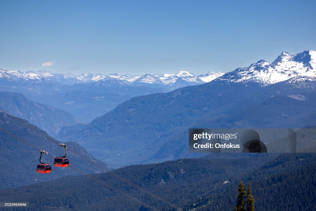 Gondola at the Whistler Blackcomb resort during summer