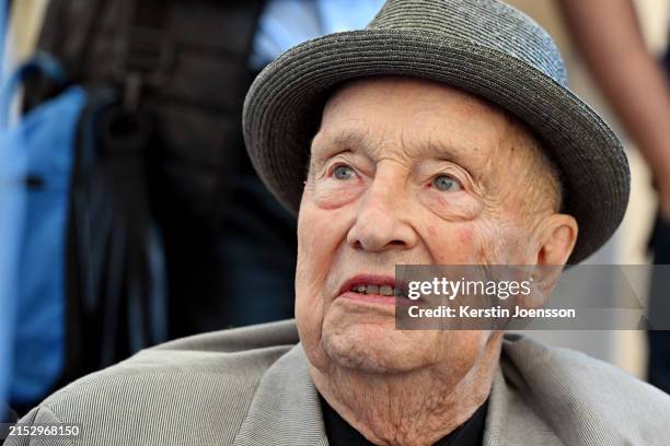 German painter, sculptor and graphic artist Georg Baselitz during his exhibition opening "adler barfuss" at Thaddaeus Ropac Hall on May 18, 2024 in...