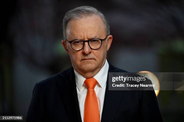 Prime Minister of Australia, Anthony Albanese during post budget media interviews at Parliament House on May 15, 2024 in Canberra, Australia....