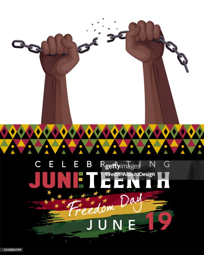 Freedom. Juneteenth Freedom Breaking Chains.