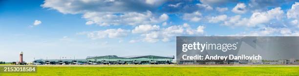 gdansk lech walesa airport panorama. - airport runway stock pictures, royalty-free photos & images