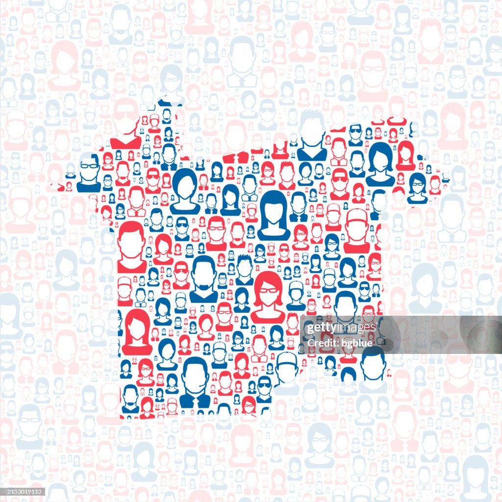 Rapides Parish, Louisiana. Map with blue and red People