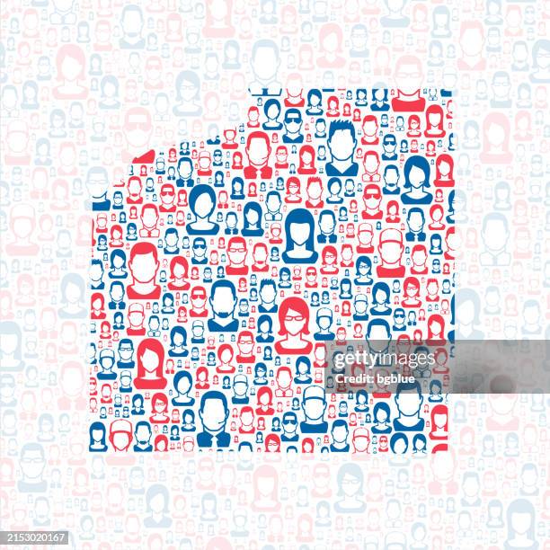 henry county, illinois. map with blue and red people - cambridge stock illustrations