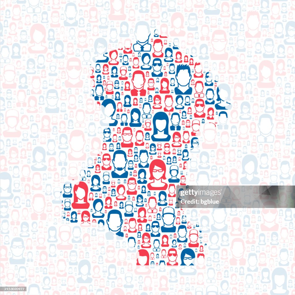 Sherman County, Oregon. Map with blue and red People