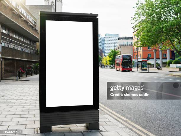 blank digital advertising display at a street in london - digital signage stock pictures, royalty-free photos & images