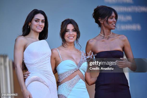 Eva Longoria , Renata Notni and Liya Kebede attends the 'Emilia Perez' Red Carpet at the 77th annual Cannes Film Festival at Palais des Festivals on...
