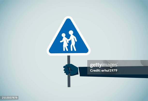 pedestrian crossing sign - achtung fußgängerüberweg stock-grafiken, -clipart, -cartoons und -symbole