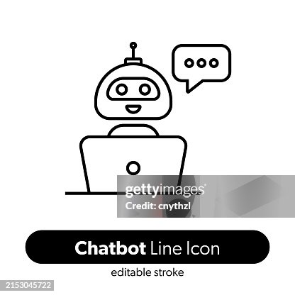 Chatbot Line Icon. Editable Stroke Vector Icon. Chatbot Line Icon. Editable Stroke Vector Icon.