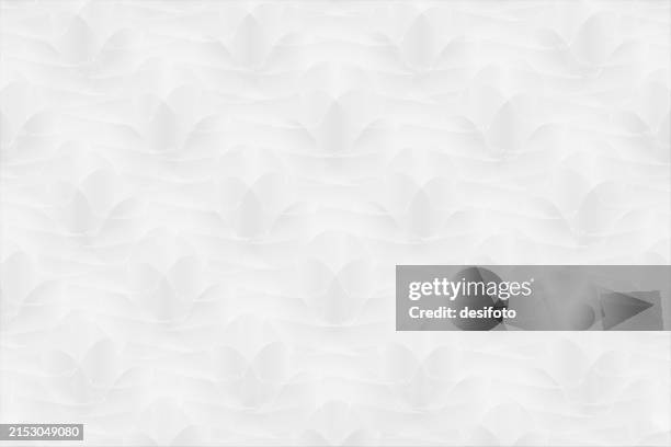 horizontal blank empty faded rough monochrome light soft pastel light grey white colored textured vector background or wallpaper with abstract zigzag curved slanted oblique diagonal parallel lines stripes all over rippled waves or wavy and floral pattern - white floral pattern stock illustrations