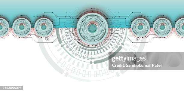 abstract technology innovation communication concept digital blue design background. - hud elements circle stock illustrations