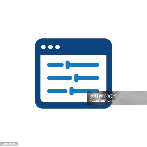 ilustrações de stock, clip art, desenhos animados e ícones de browser adjusting control icon. solid icon that can be applied anywhere, simple, pixel perfect and modern style. - apertar o botão