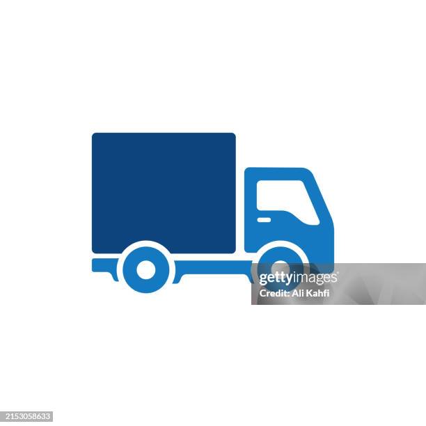 illustrazioni stock, clip art, cartoni animati e icone di tendenza di icona del camion delle consegne. icona solida che può essere applicata ovunque, semplice, pixel perfect e stile moderno. - furgone pickup
