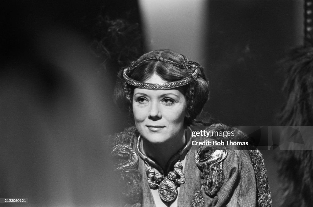 English actress Diana Rigg in her role as Regan during filming of a ...