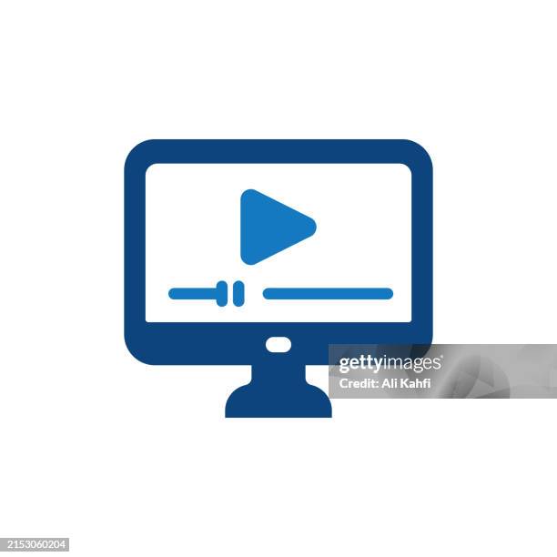 video tutorial icon. solid icon that can be applied anywhere, simple, pixel perfect and modern style - virtual training stock illustrations