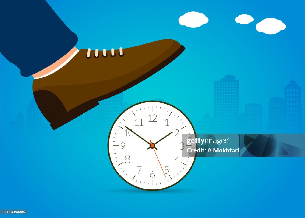 Clock crushed with foot.