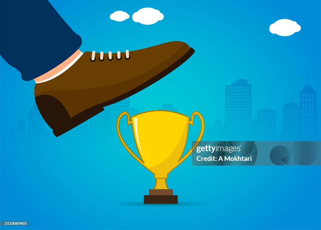 Trophy crushed with foot.