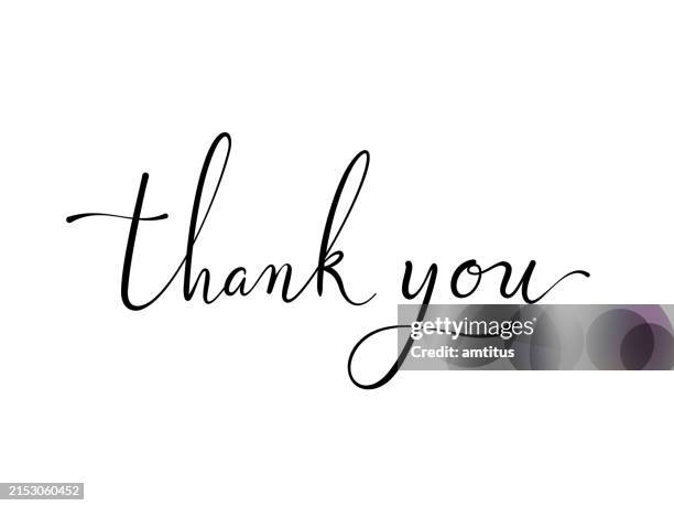 ilustrações de stock, clip art, desenhos animados e ícones de thank you - caligrafia