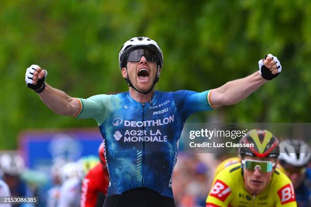 Sam Bennett of Ireland and Decathlon AG2R La Mondiale Team celebrates at finish line as stage winner during the 68th 4 Jours de Dunkerque / Grand...