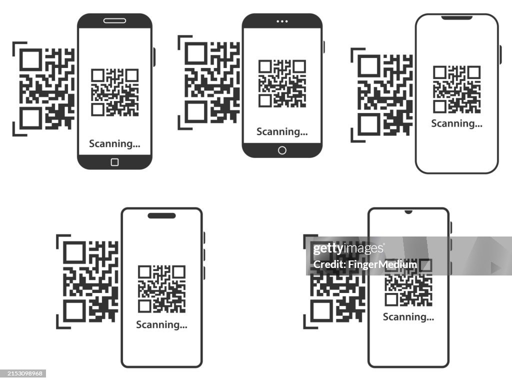 Mobile Phone Scan Qr Code Vector Set High-Res Vector Graphic - Getty Images