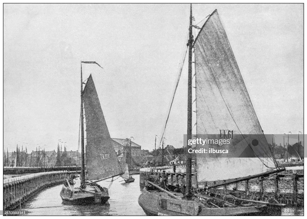 Antique image: Netherlands, Urk Harbour