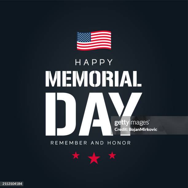 ilustrações de stock, clip art, desenhos animados e ícones de memorial day poster. remember and honor. vector - feriado americano memorial day