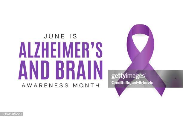 stockillustraties, clipart, cartoons en iconen met alzheimer’s and brain awareness month card, june. vector - ziekte van alzheimer