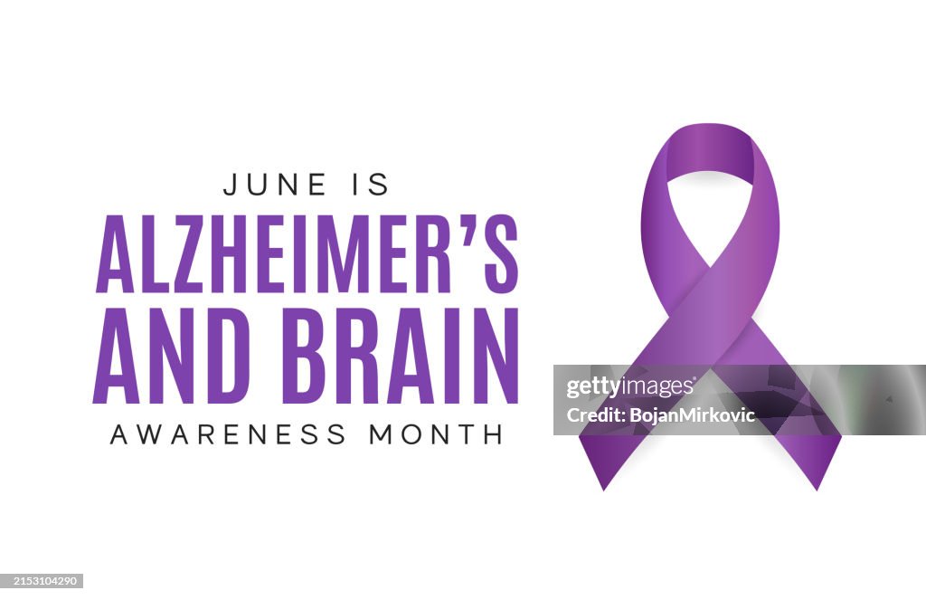 Alzheimer’s and Brain Awareness Month card, June. Vector