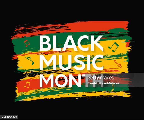 black music month watercolor poster, card. vector - music notes watercolor background stock illustrations