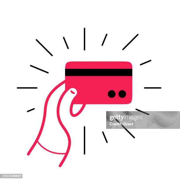 continuous editable line hand gesture with prepaid card - card payment stock illustrations
