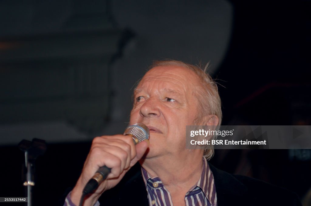 Dutch writer and singer Ramses Shaffy performing live on stage...