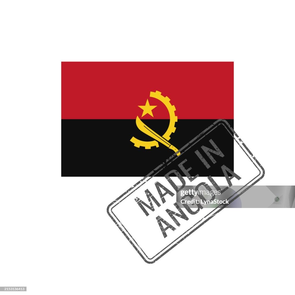 Made In Angola Badge Vector Sticker With Angolan National Flag Ink ...