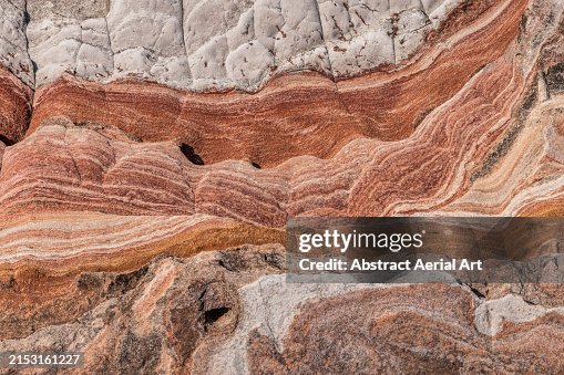 Layers of rock photographed from an overhead perspective, Broome, The Kimberley, Western Australia, Australia Layers of rock photographed from an overhead perspective, Broome, The Kimberley, Western Australia, Australia