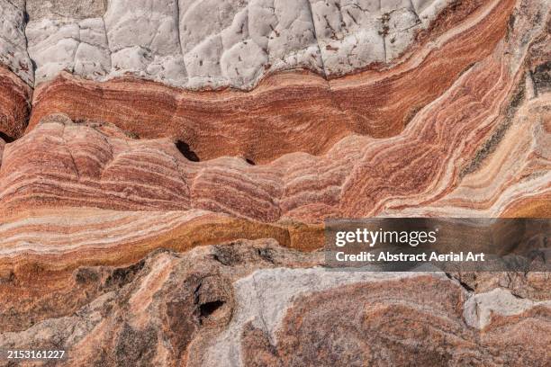 layers of rock photographed from an overhead perspective, broome, the kimberley, western australia, australia - sandstone stock pictures, royalty-free photos & images