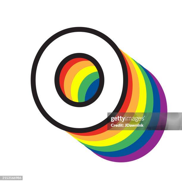 lgbtq pride rainbow colored font letter o design on white background - o pattern stock illustrations