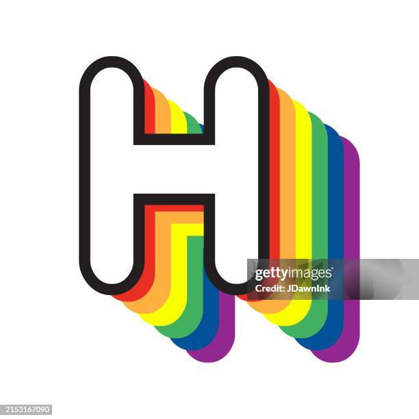 lgbtq pride rainbow colored font letter h design on white background - h pattern stock illustrations